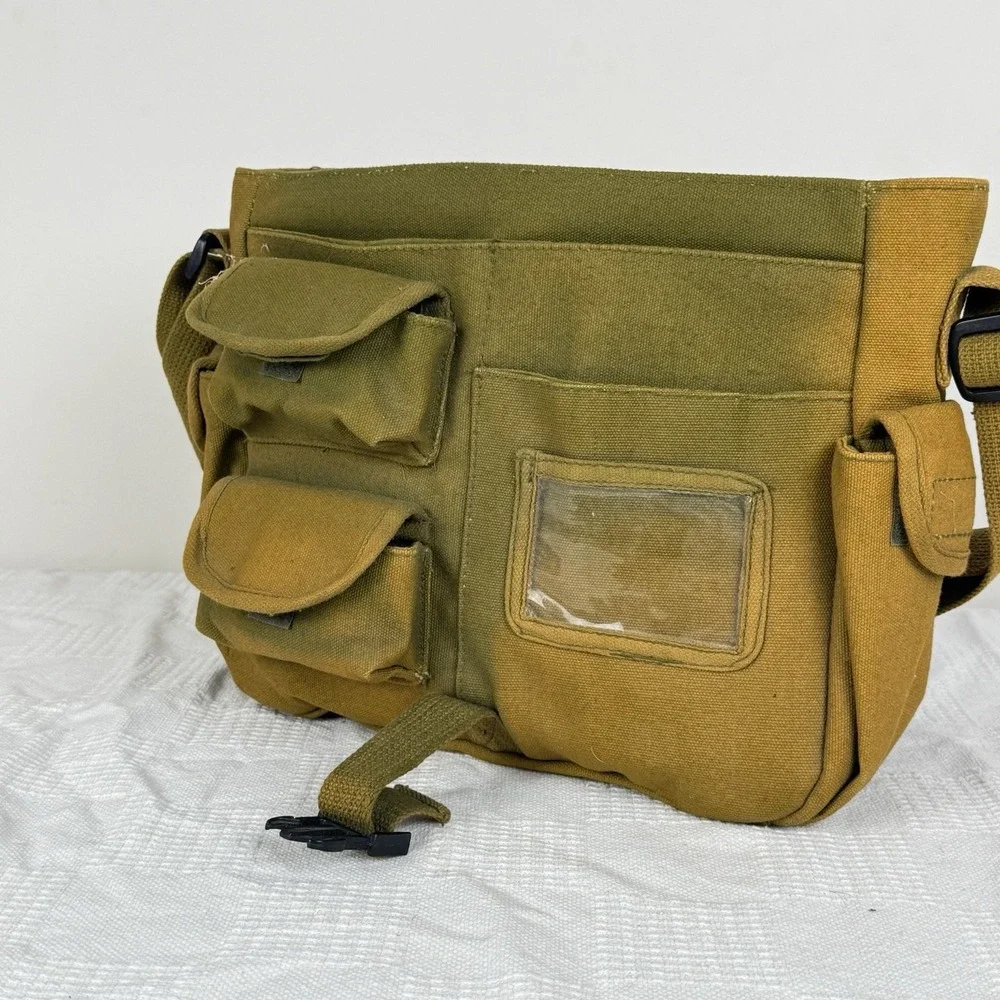 Vintage‎ Canvas Crossbody Bag Unisex Messenger Shoulder Bag Multi-Pocket Travel